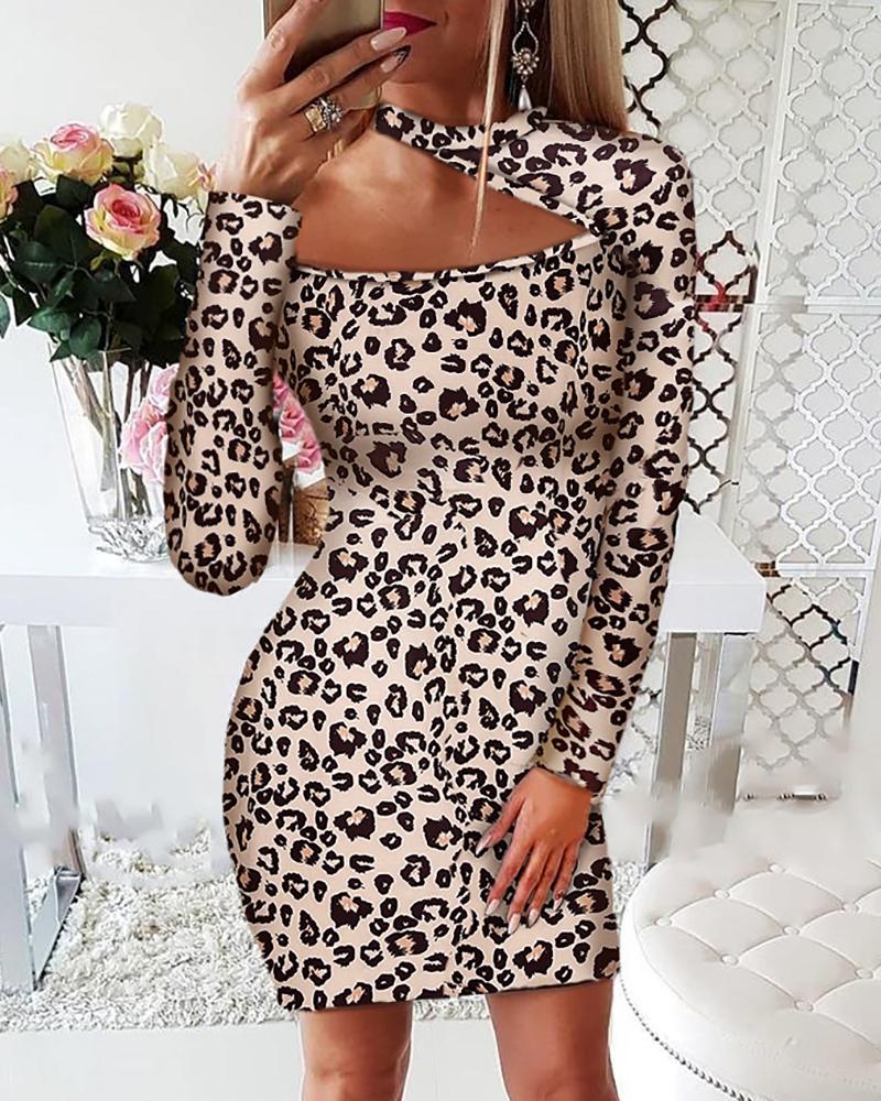 

Cutout Leopard Print Bodycon Dress