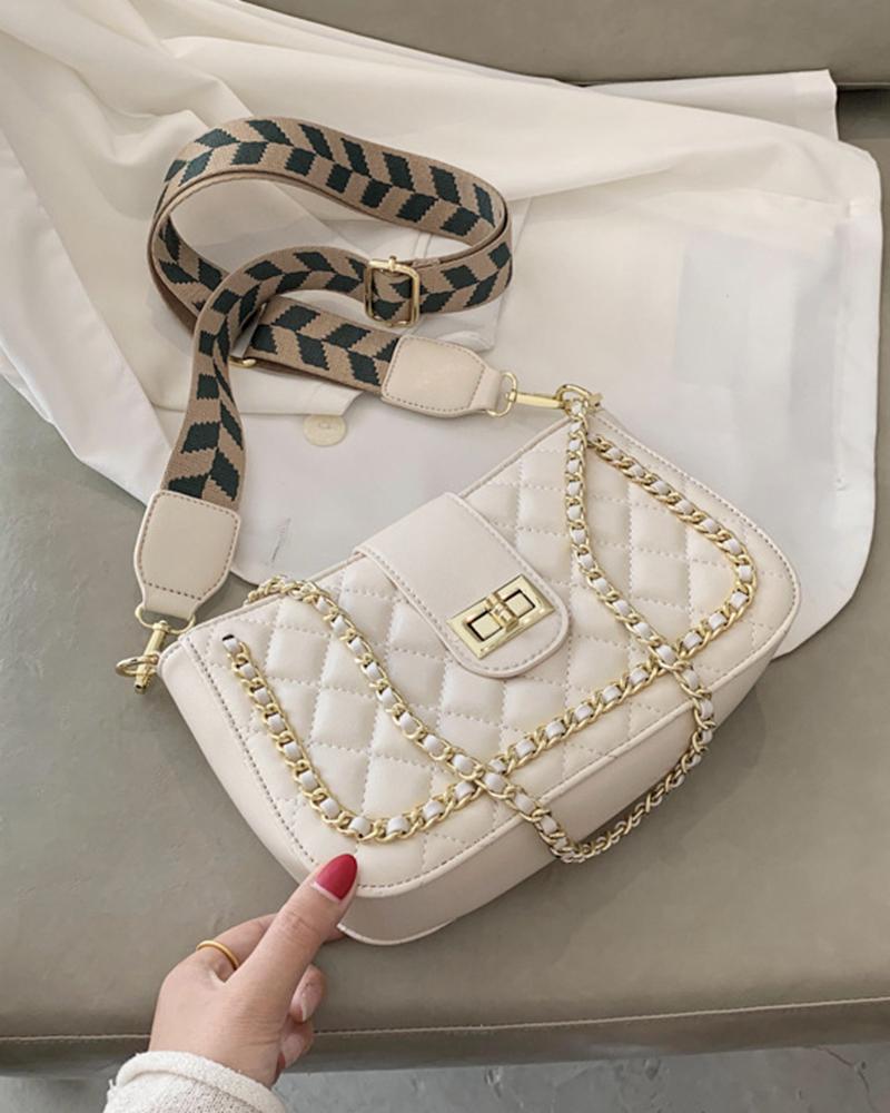 

Chic All-match Solid Color Messenger bag, White