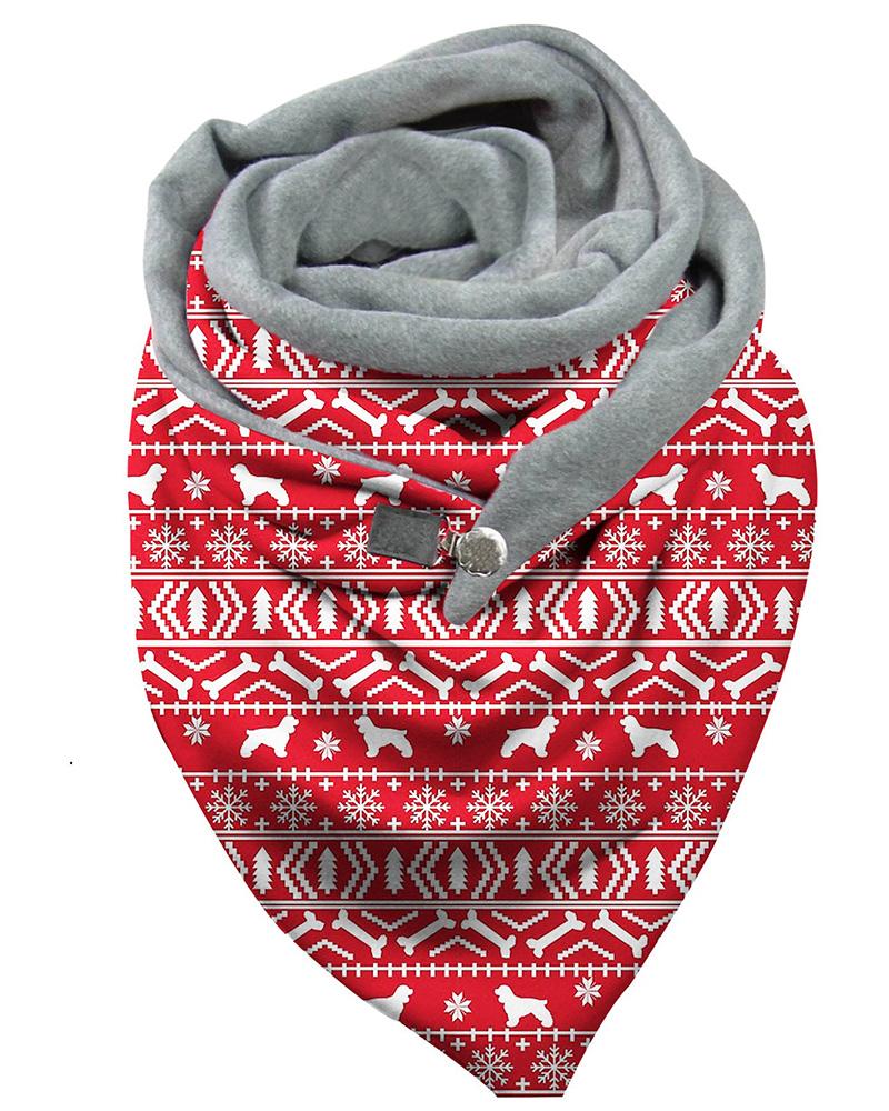 

Christmas Mixed Print Scarf, Red