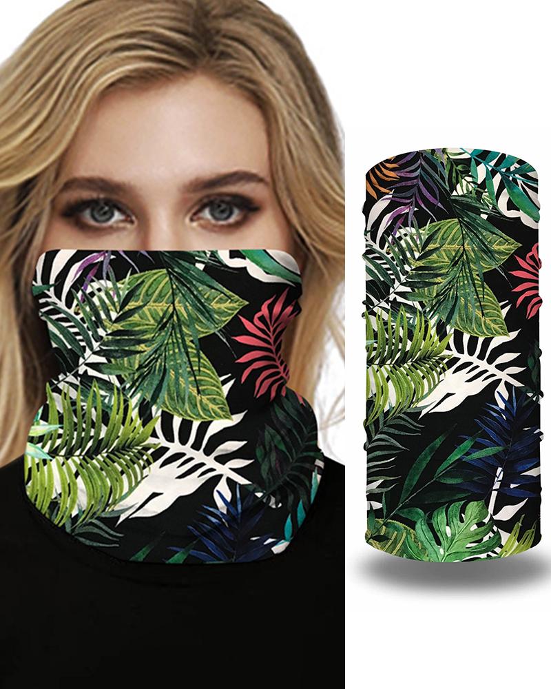 

Plant Print Breathable Face Bandana Magic Scarf Headwrap Balaclava, Green