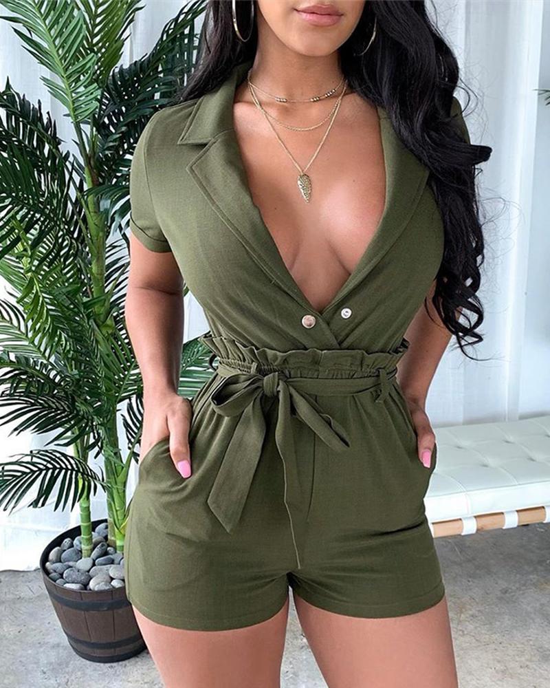 

Short Sleeve Paperbag Waist Romper