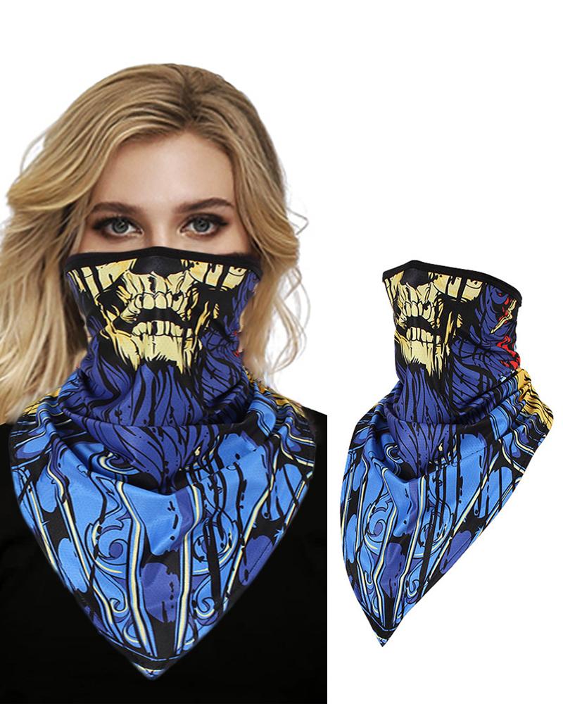 

Skull Print Face Bandana Magic Scarf Headwrap Balaclava, Blue