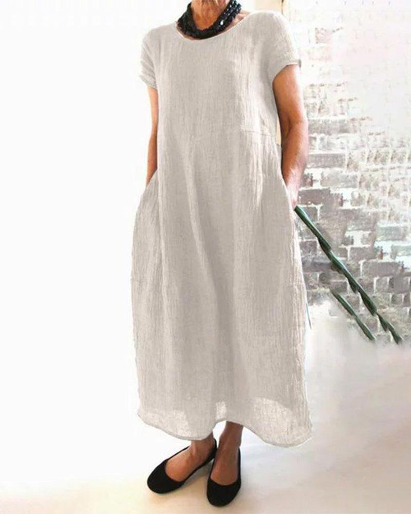 

Short Sleeve Pocket Design Casual Dress