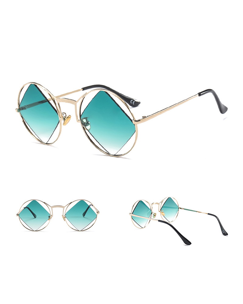 

Metal Frame Round Lens Sunglasses, Green
