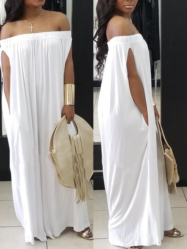 

Oversized Stretchy Off Shoulder Loose Jumpsuit
