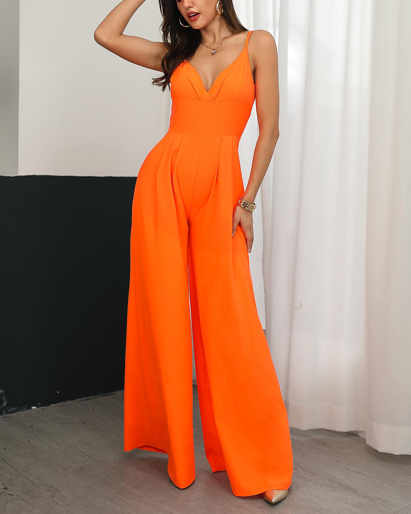 

Spaghetti Strap Wide Leg Jumpsuit