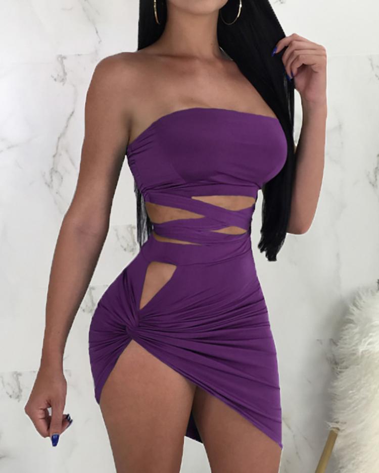 

Sexy Bandage Crop Top & Split Twisted Skirt Set