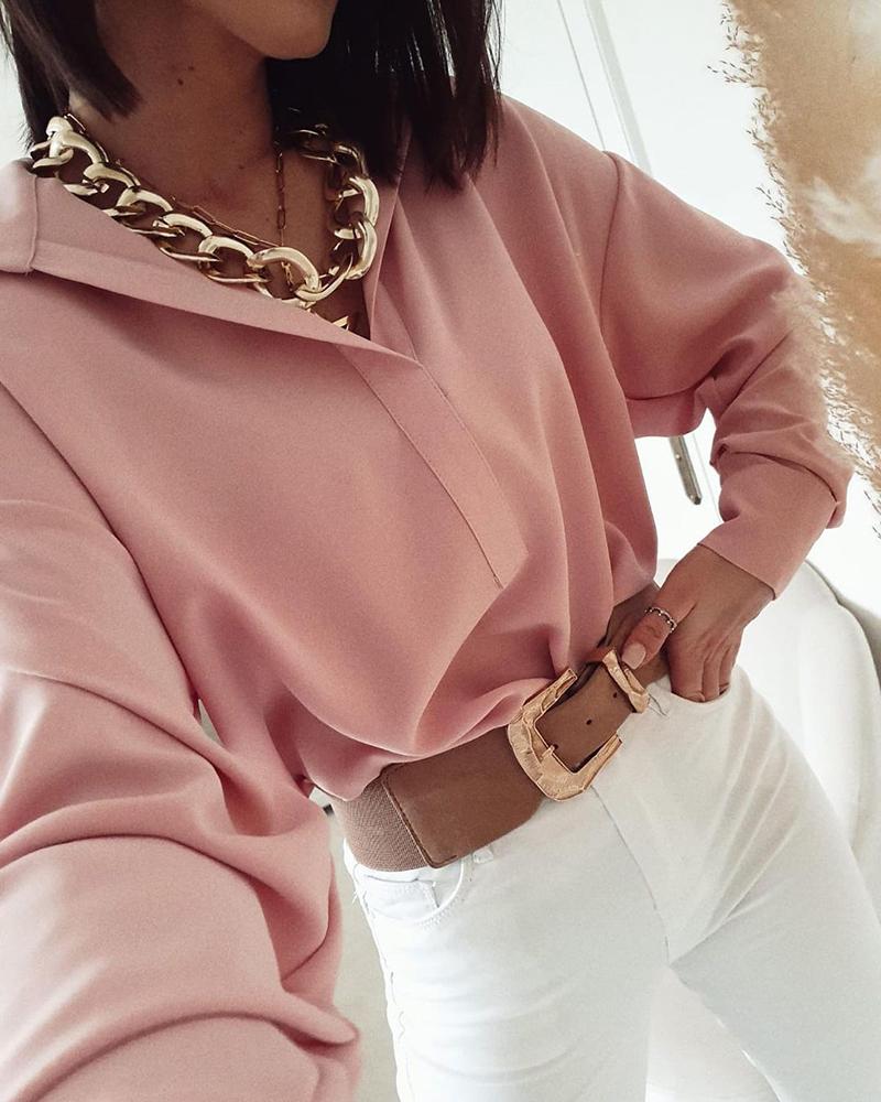 

Long Sleeve Plain Shirt, Pink