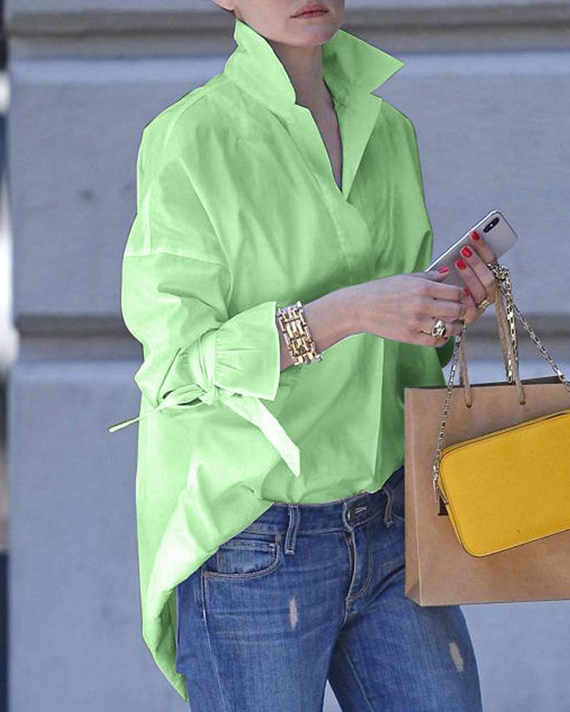 

Solid Long Sleeve Casual Shirt, Green
