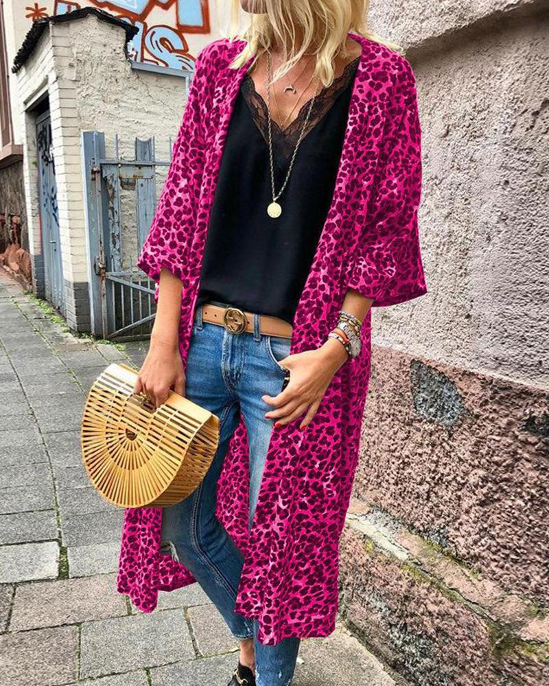 

Over-the-Knee Leopard Cardigan, Hot pink