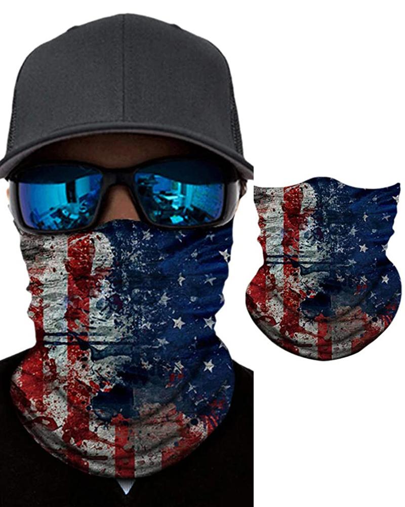 

American Flag Print Breathable Face Bandana Magic Scarf Headwrap Balaclava, Dark blue