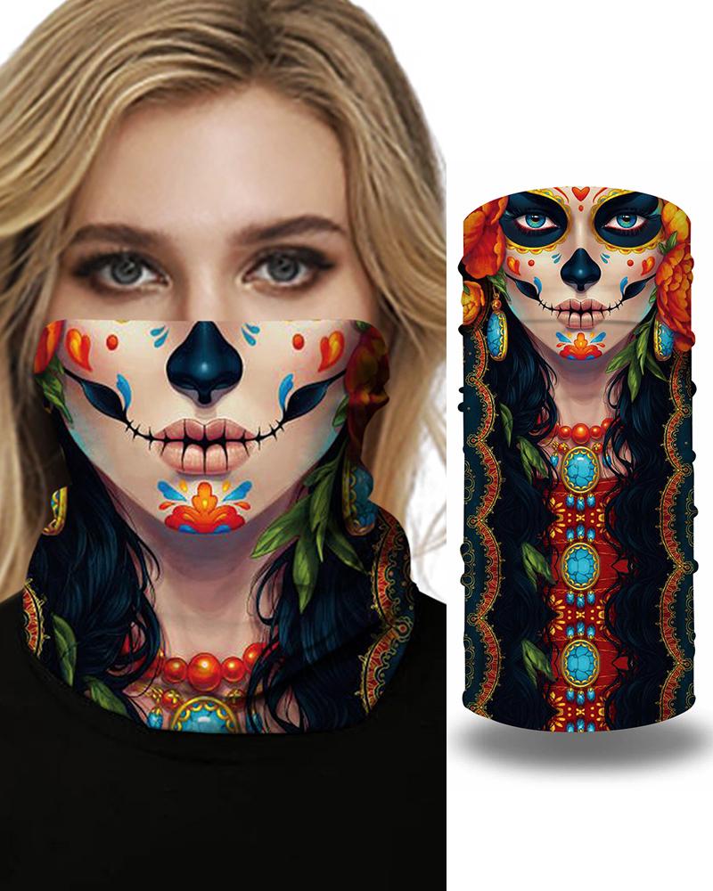 

Skull Girl Cartoon Animal Print Breathable Face Bandana Magic Scarf Headwrap Balaclava, Nude