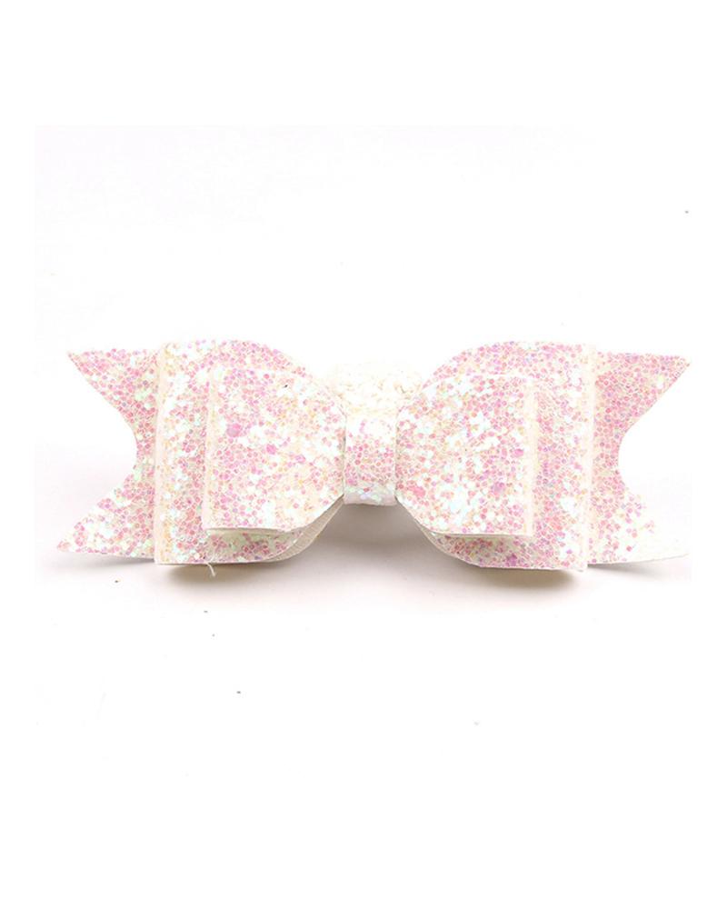 

Girls Glitter Big Bowknot Hair Clip, Light pink