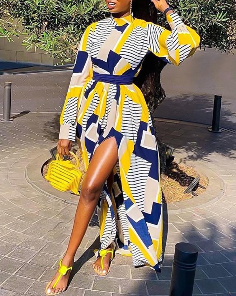 

Colorblock Insert Slit Design Maxi Dress, Yellow