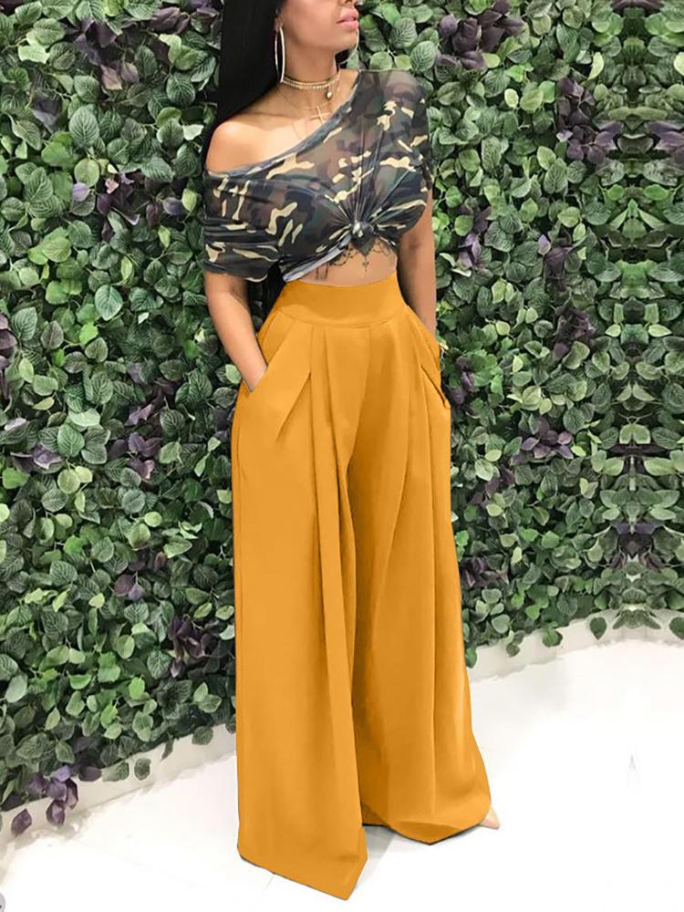 

Camo Print Top & Wide Leg Pants Sets