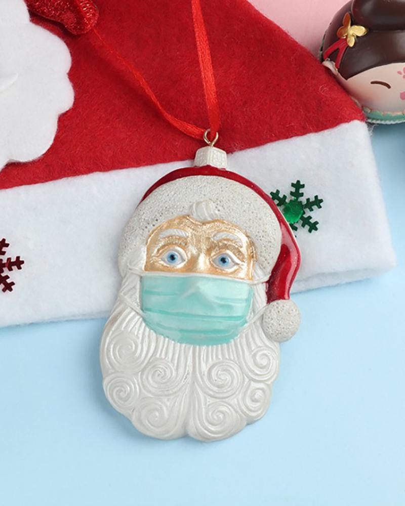 

Christmas Ornament Santa Wearing a Face Mask, Red