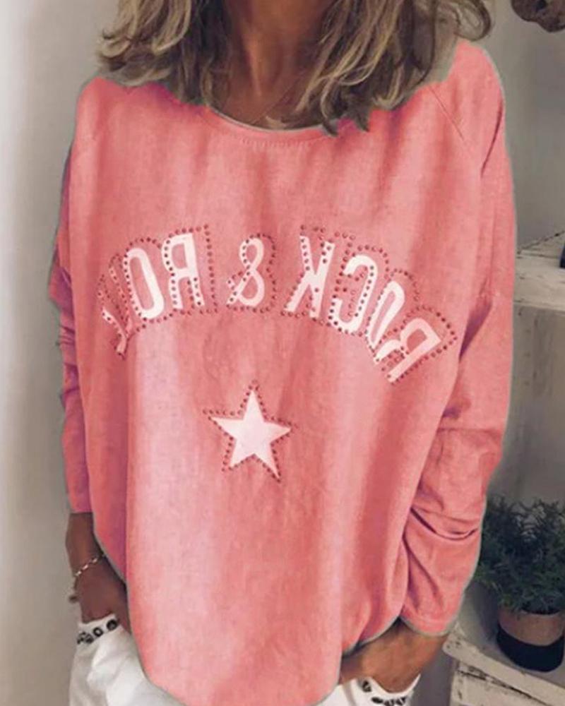 

Rock-N-Roll Crew Neck Top, Pink