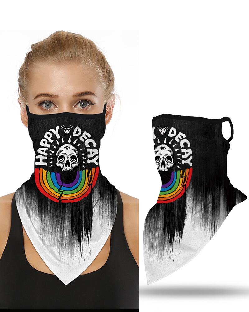 

Skull Letter Print Breathable Face Cover Windproof Motorcycling Dust Outdoors, Black
