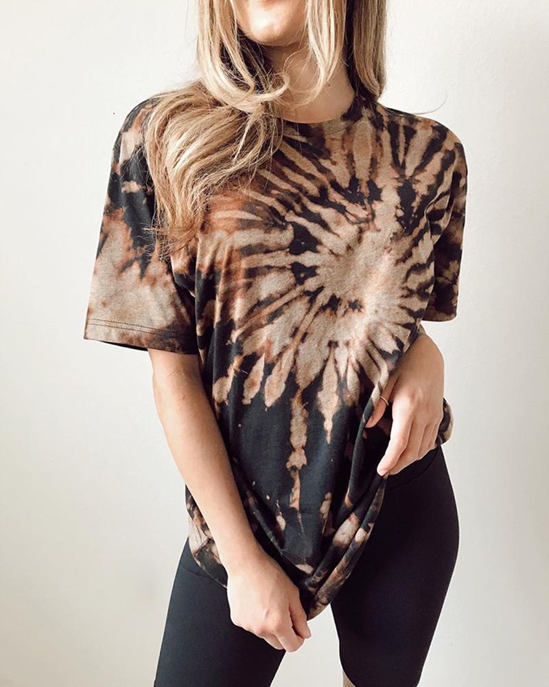 

Tie Dye Print Casual T-shirt, Black