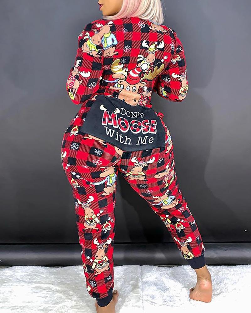 

Christmas Mixed Letter Print Lounge Jumpsuit, Style1