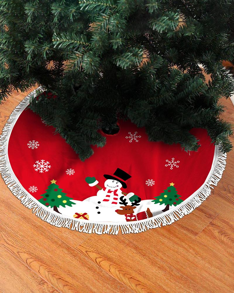 

Christmas Print Fringe Hem Carpet, Style2