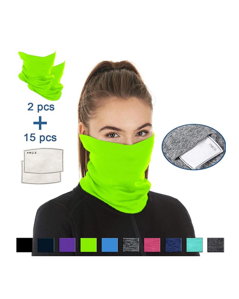 

Breathable Face Bandana Magic Scarf Headwrap Balaclava With 15PCS Replaceable Filter, Green