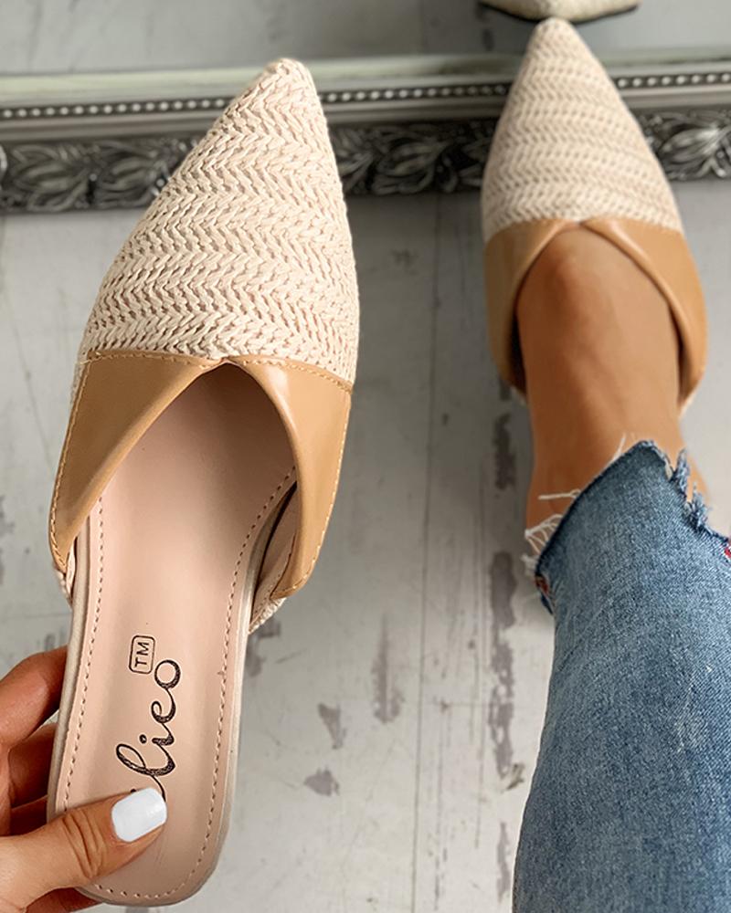 

Pointed Toe Casual Flat Shoes, Beige