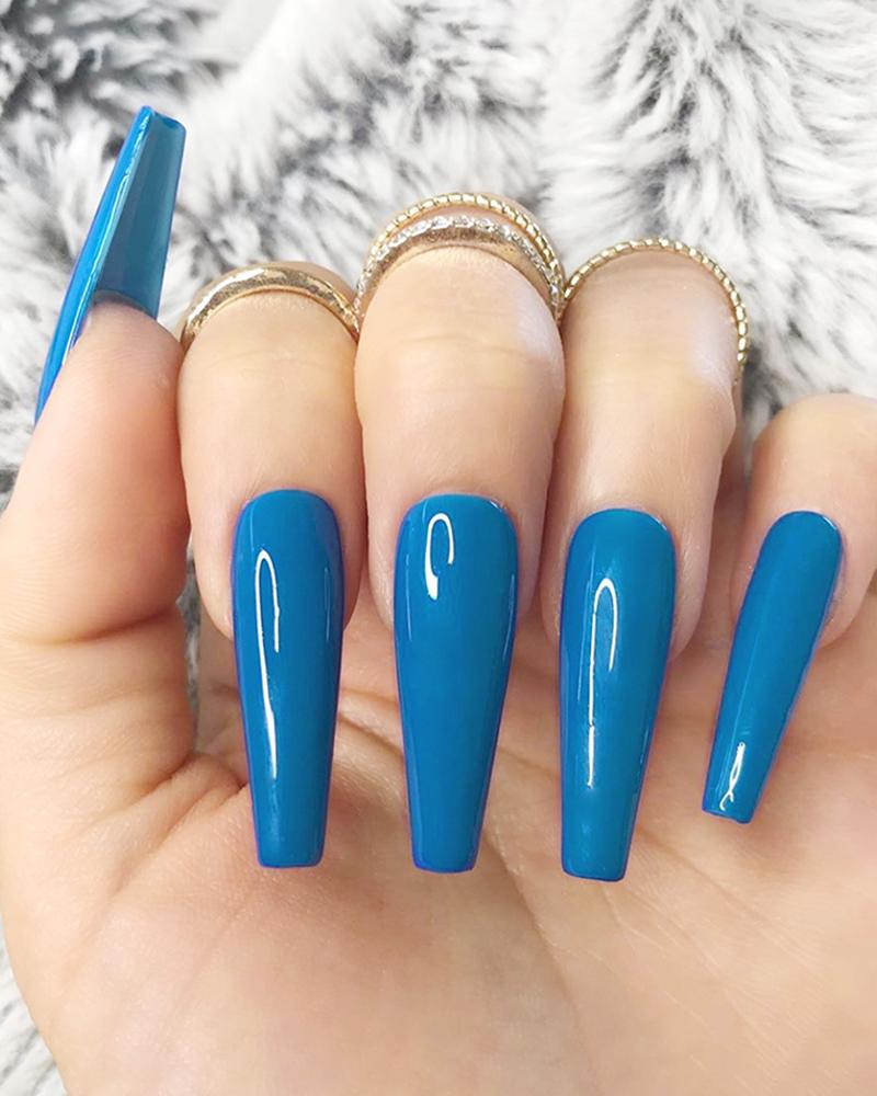 

Plain False Nail & 1PCS Nail Glue, Blue