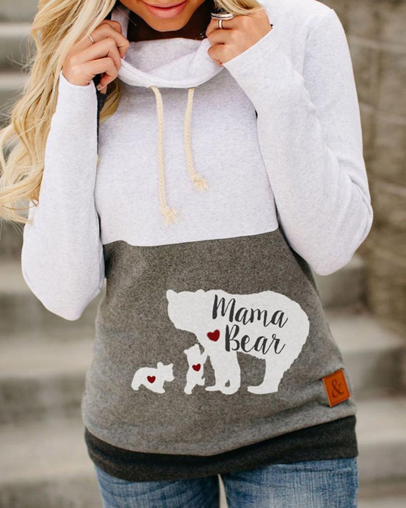 

Mixed Print Long Sleeve Super Thick Hoodie, White