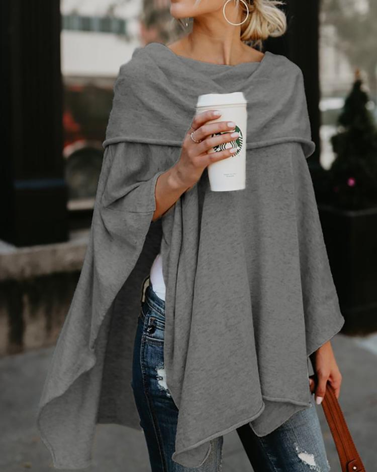 

Irregular Off Shoulder Dip Hem Casual Blouse, Gray