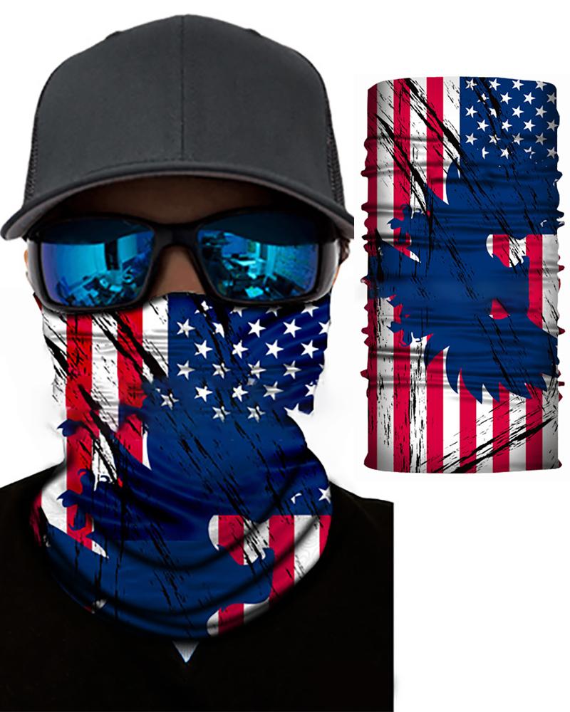 

American Flag Print Breathable Face Bandana Magic Scarf Headwrap Balaclava, Blue