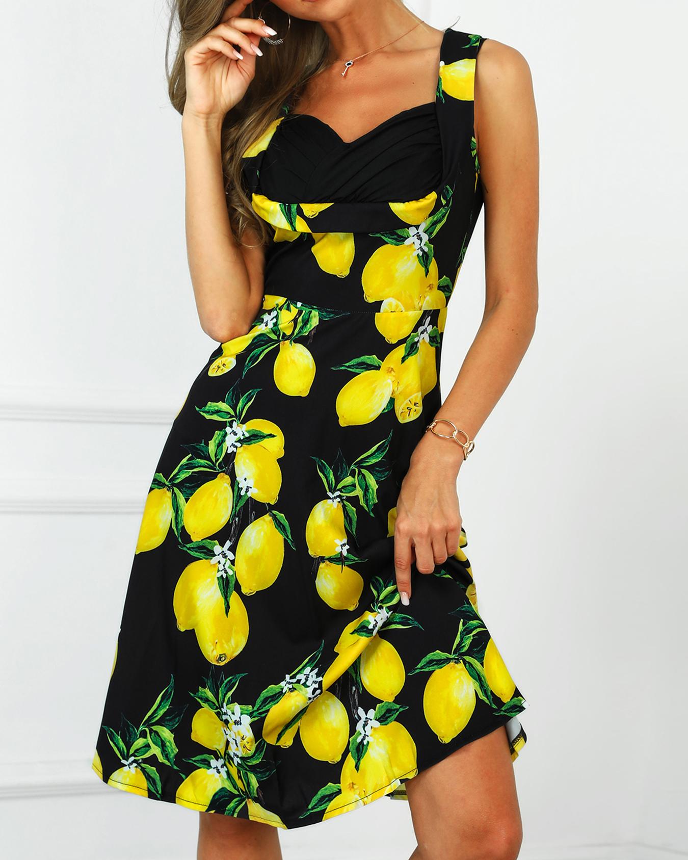 

Floral Print Ruched Detail Casual Dress, Black