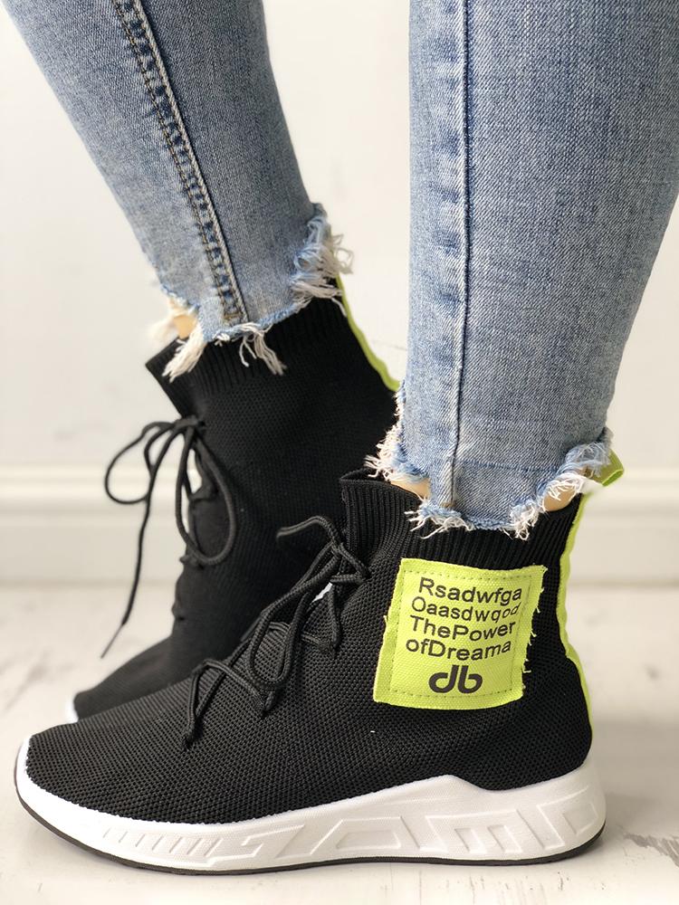 

Colorblock Splicing Breathable Lace-Up Sneakers