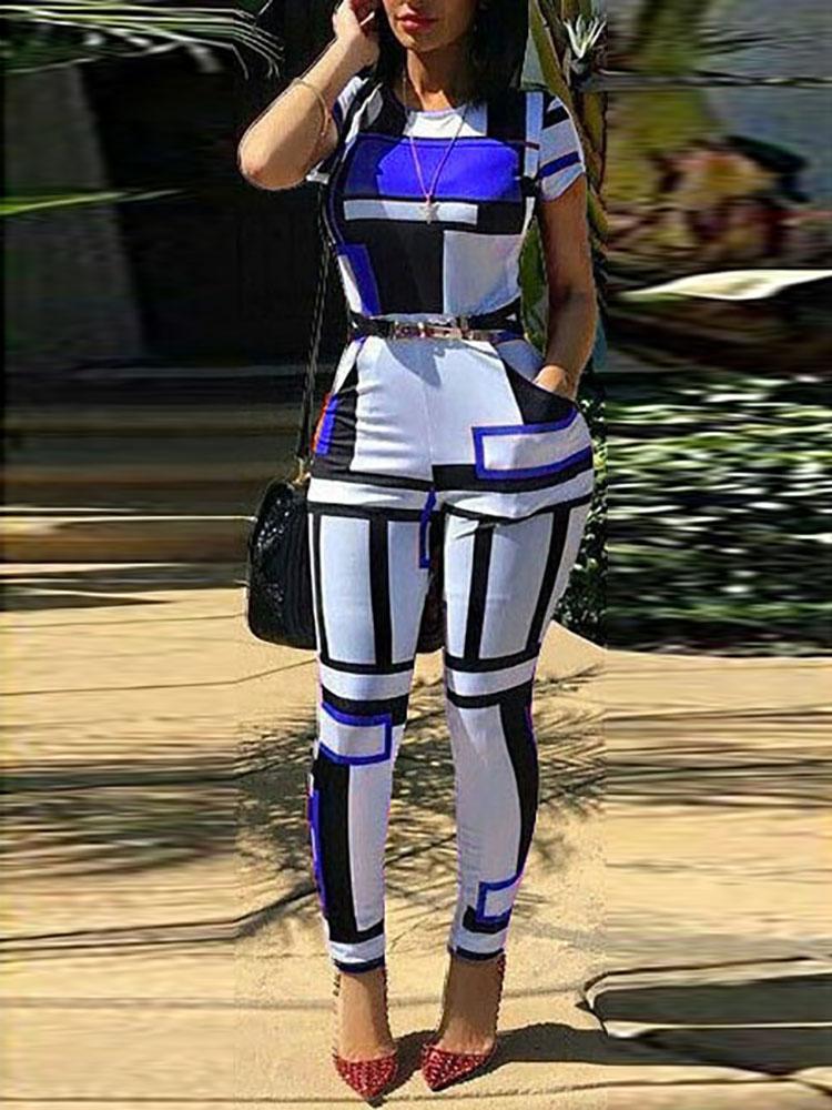 

Colorblock Short Sleeve Slinky Jumpsuit