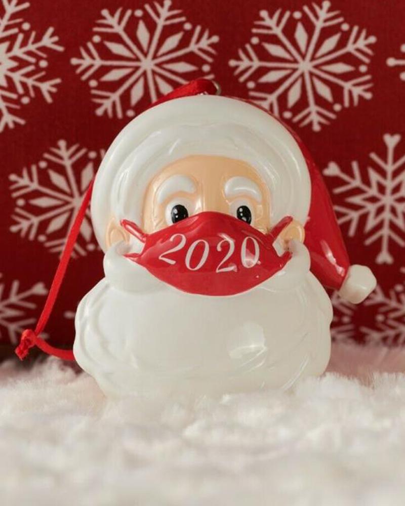 

Christmas Ornamental Santa With 2020 Pattern Mask, Red