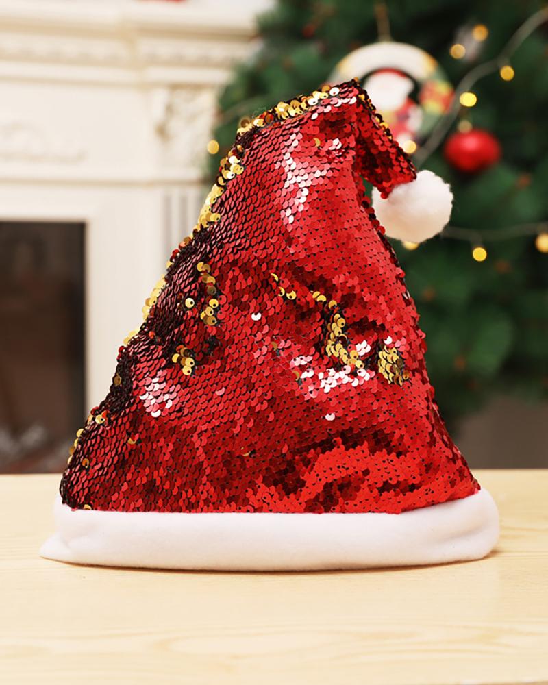 

Christmas Sequins Pom Pom Hats, Red