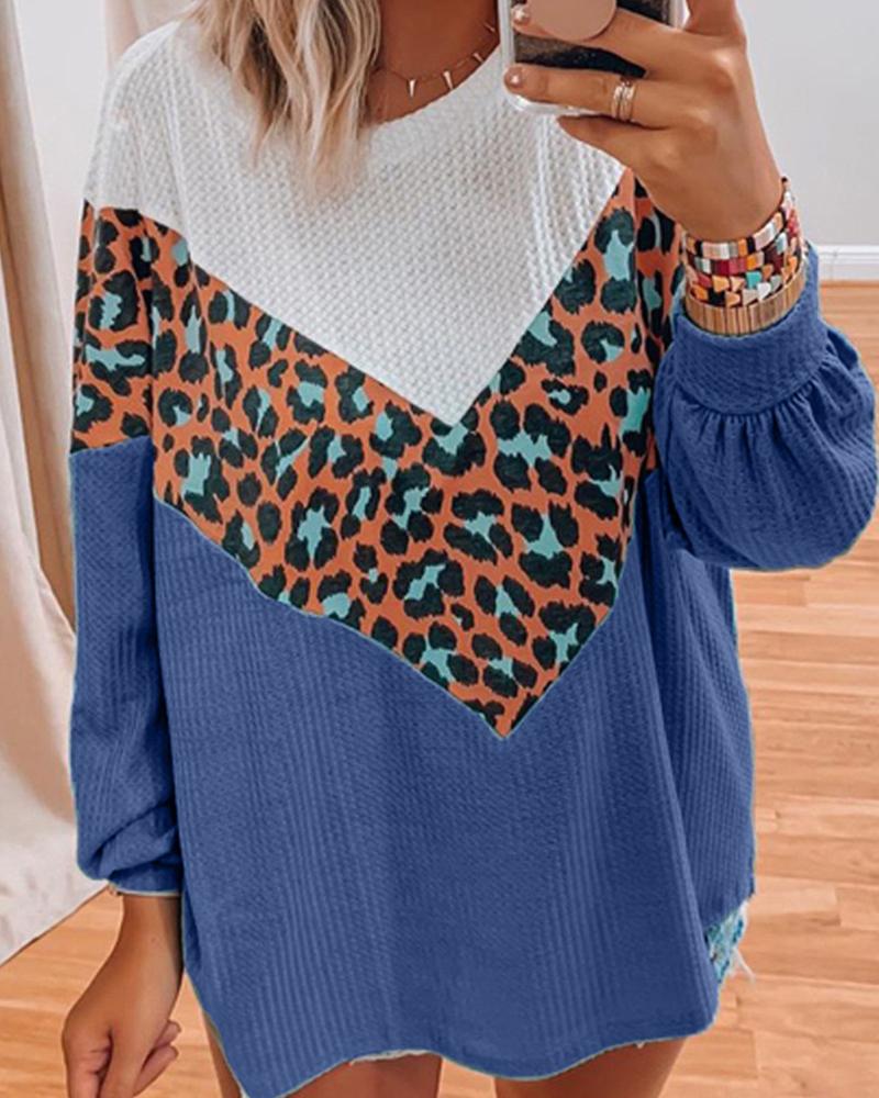 

Colorblock Long Sleeve Loose Sweatshirts, Blue