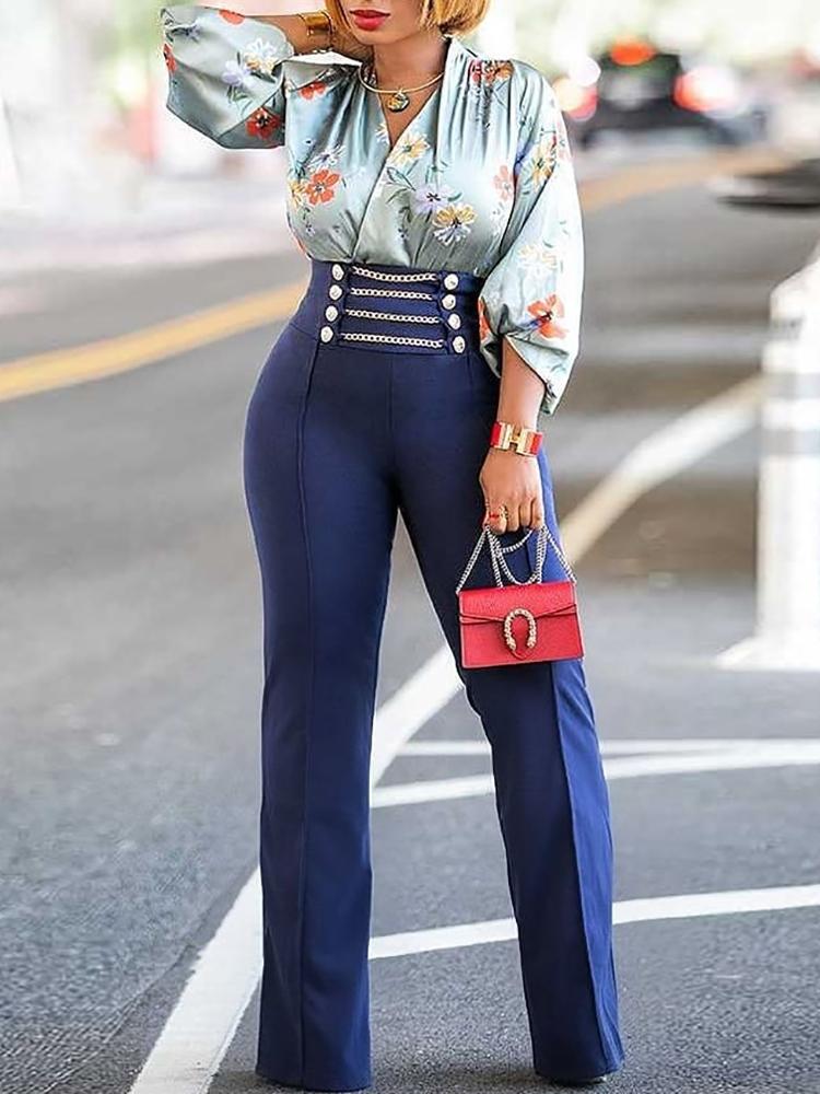 

High Waist Chain Embellished Pants