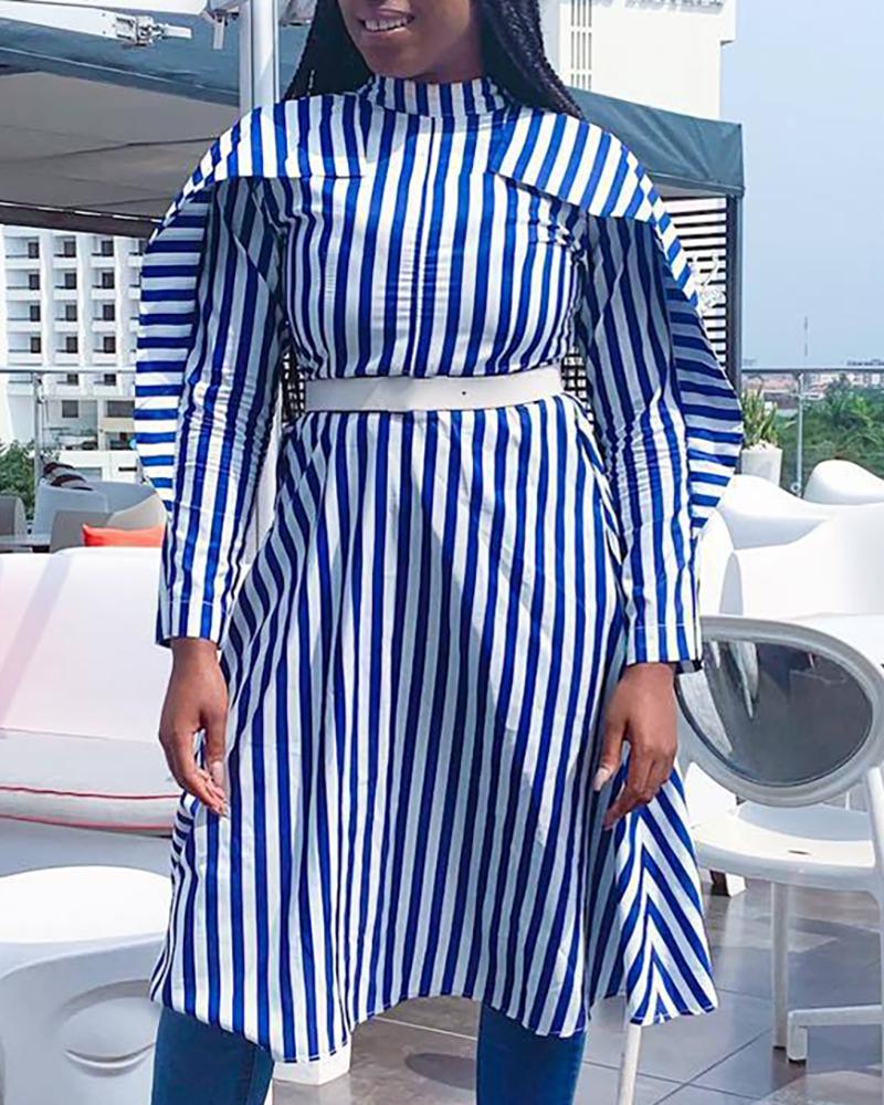 

Striped Long Sleeve Reversible Shirt Dress