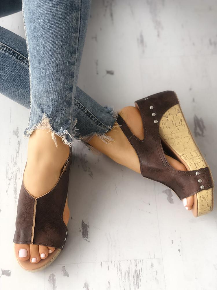 

Peep-toe Slingback Platform Wedge Sandals