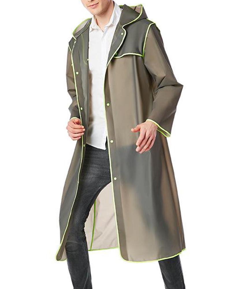

Multicolored Trim Transparent Raincoat, Gray