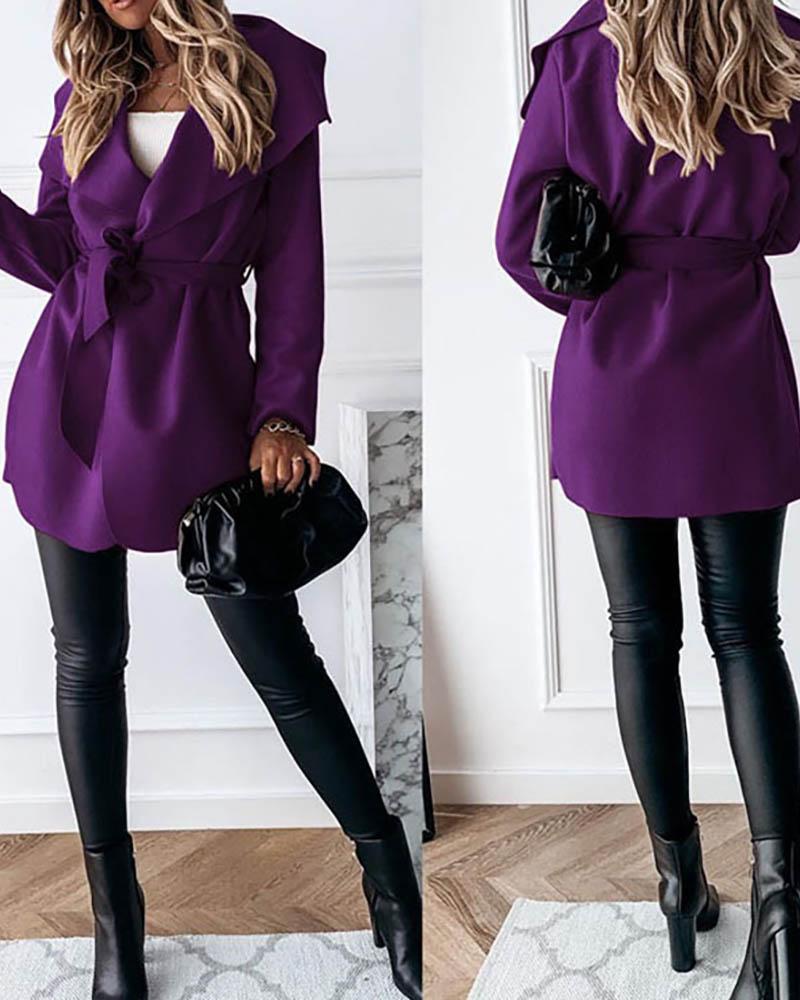 

Long Sleeve Solid Casual Cardigan, Purple