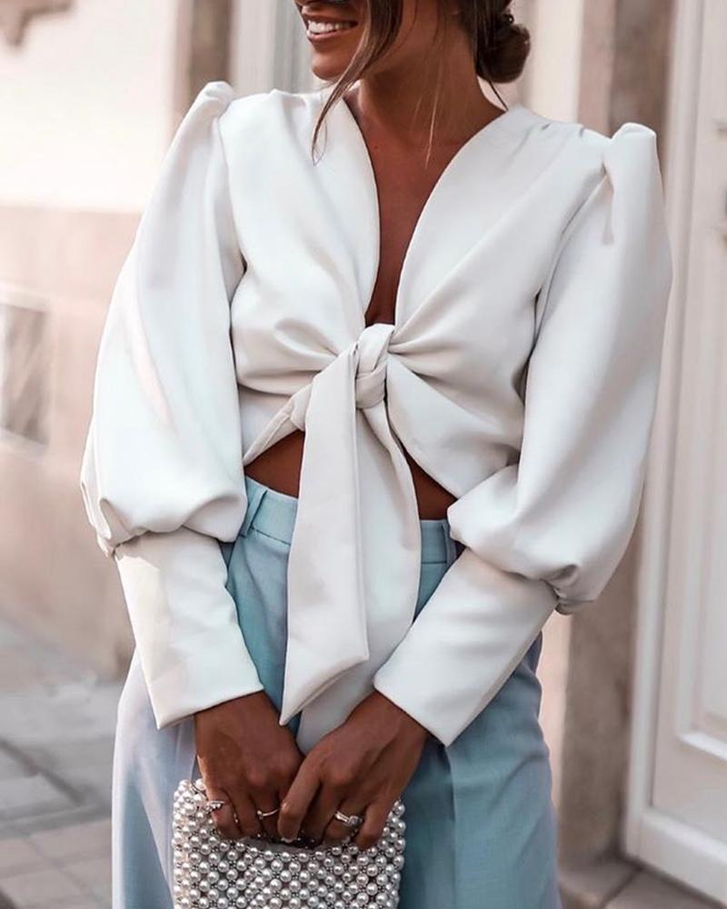

Pure White Balloon Sleeve Top