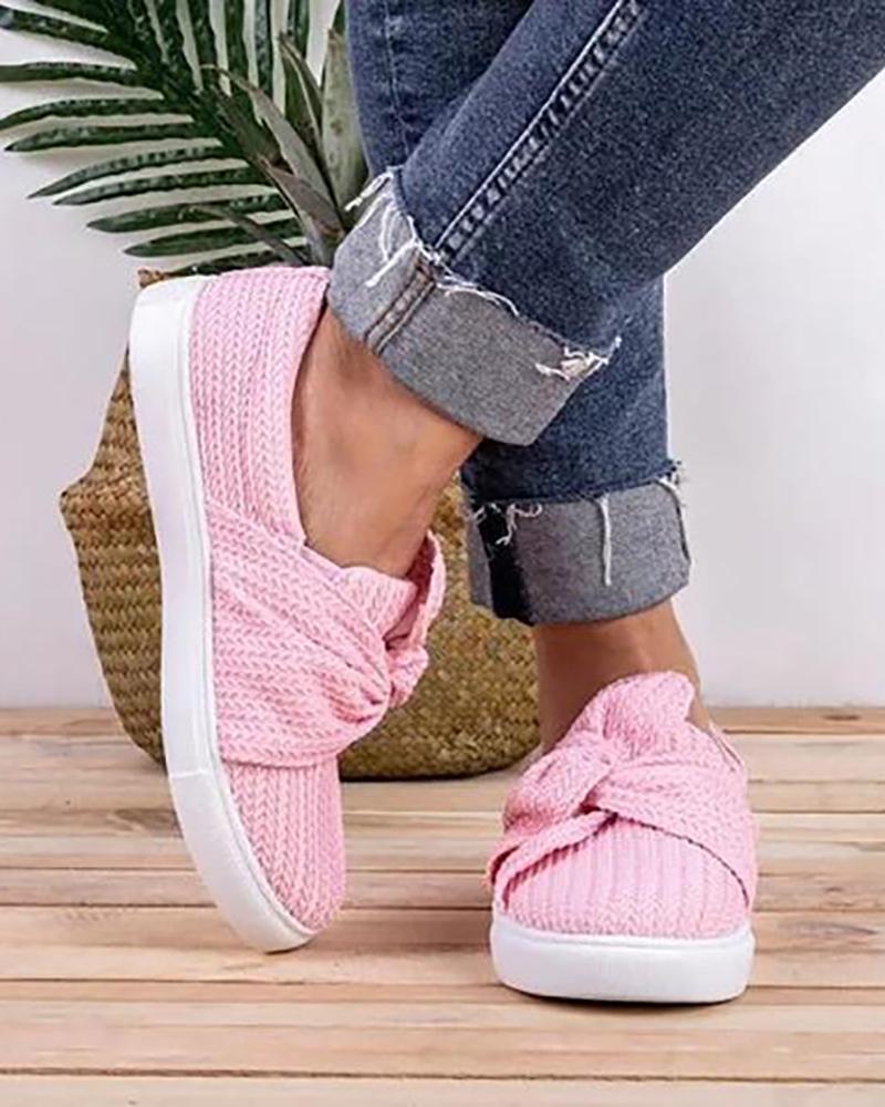 

Bowknot Design Casual Flat Loafer