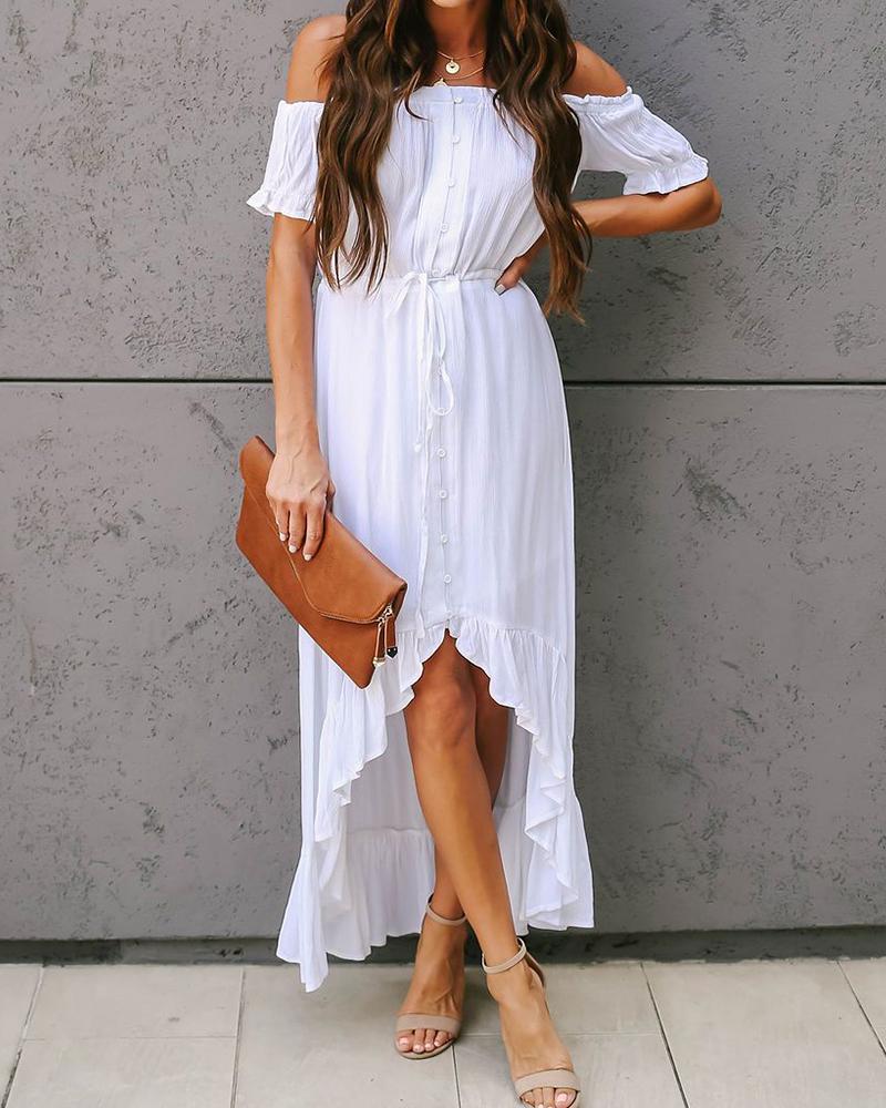 

Off Shoulder Lace-up Dress