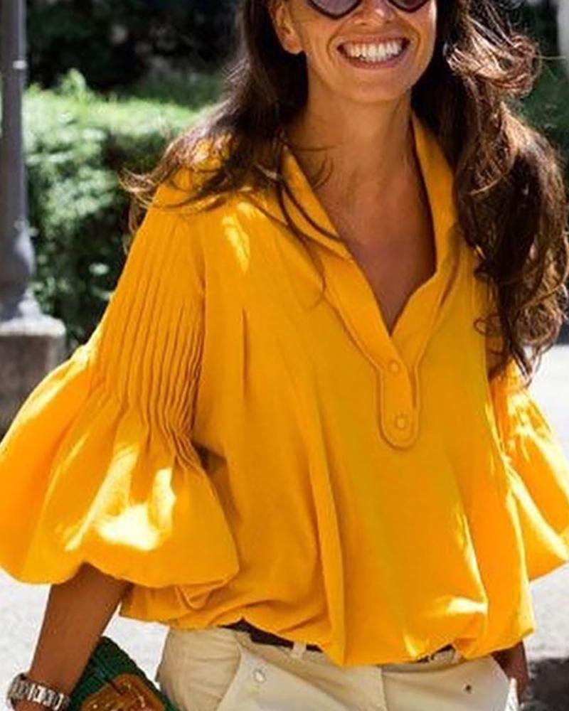 

Lantern Sleeves Casual Blouse