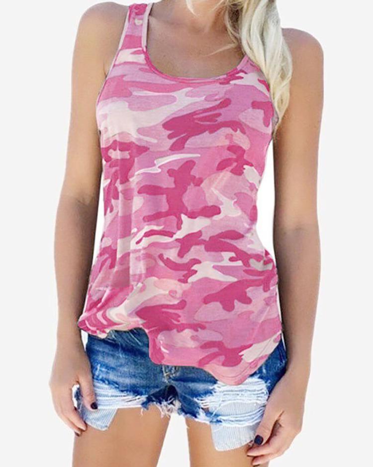 

Camouflage Print Racer Back Tank Top