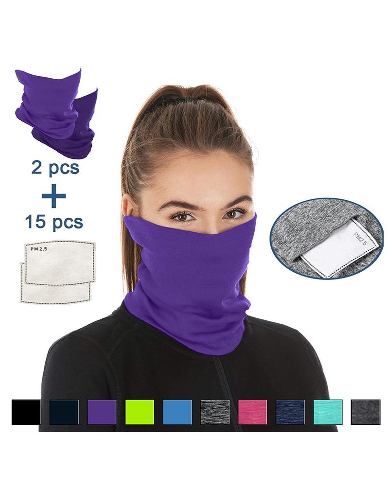 

Breathable Face Bandana Magic Scarf Headwrap Balaclava With 15PCS Replaceable Filter, Purple