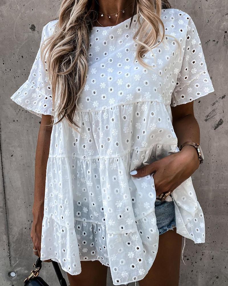 

Broderie Anglaise Swing Blouse, White
