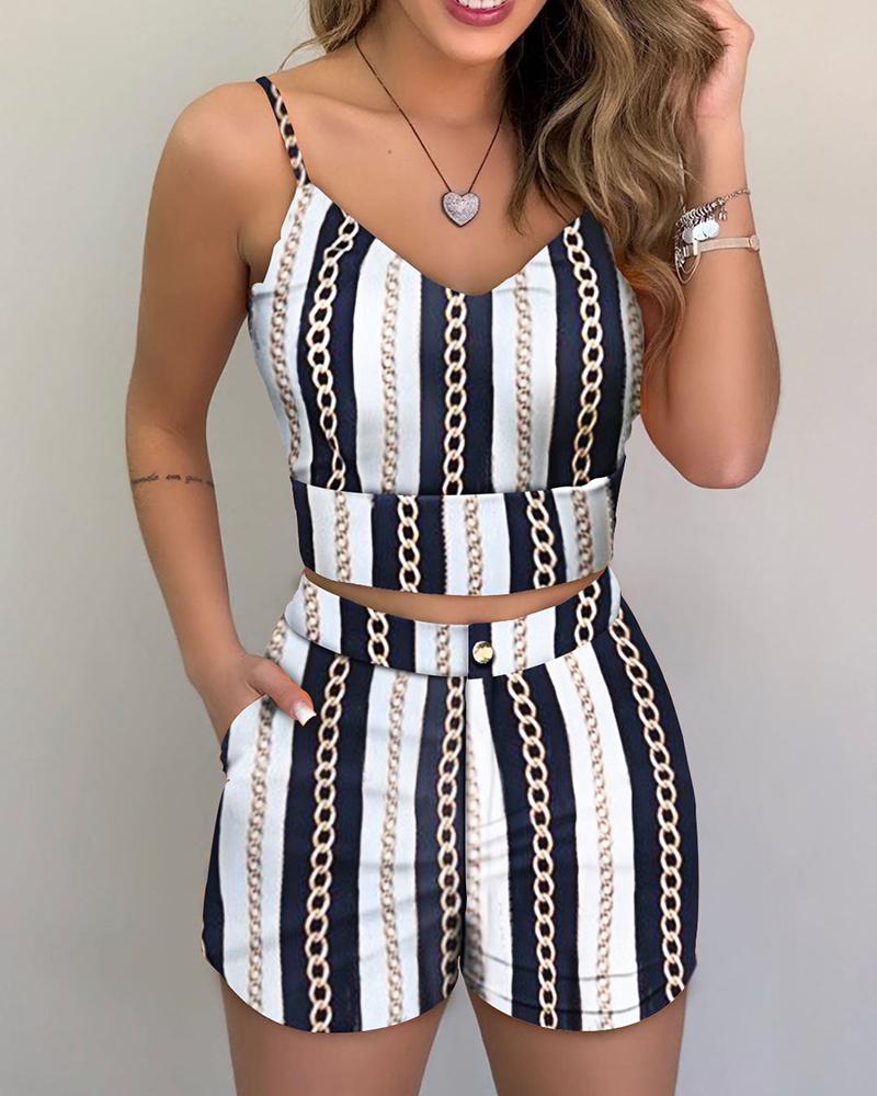 

Chain Print Cami Top & Shorts Set, White